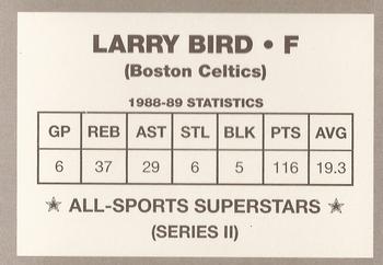 1989-90 All-Sports Superstars Series 1-4 (unlicensed) #NNO Larry Bird Back
