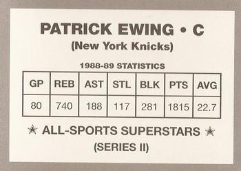 1989-90 All-Sports Superstars Series 1-4 (unlicensed) #NNO Patrick Ewing Back