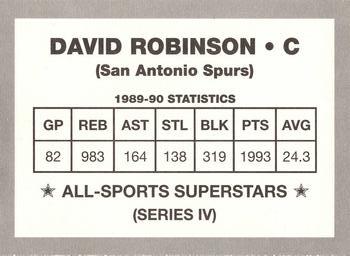 1989-90 All-Sports Superstars Series 1-4 (unlicensed) #NNO David Robinson Back