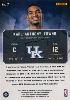 2015 Panini Black Friday - Rated Rookie Thick #7 Karl-Anthony Towns Back