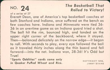 1954 Quaker Oats Sports Oddities #24 Everett Dean Back