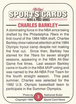 1991 Allan Kaye's Sports Cards News Magazine - Standard-Sized 1992 #3 Charles Barkley Back