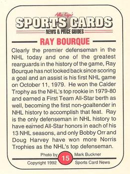 1991 Allan Kaye's Sports Cards News Magazine - Standard-Sized 1992 #15 Ray Bourque Back