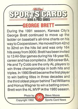 1991 Allan Kaye's Sports Cards News Magazine - Standard-Sized 1992 #90 George Brett Back