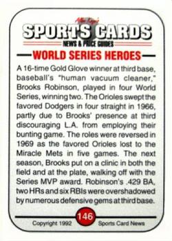 1991 Allan Kaye's Sports Cards News Magazine - Standard-Sized 1992 #146 Brooks Robinson Back
