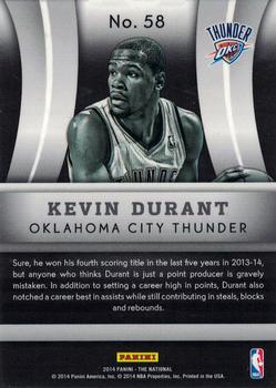 2014 Panini The National VIP Party #58 Kevin Durant Back