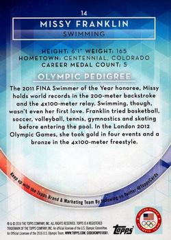 2016 Topps U.S. Olympic & Paralympic Team Hopefuls #14 Missy Franklin Back