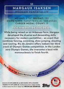 2016 Topps U.S. Olympic & Paralympic Team Hopefuls #53 Margaux Isaksen Back