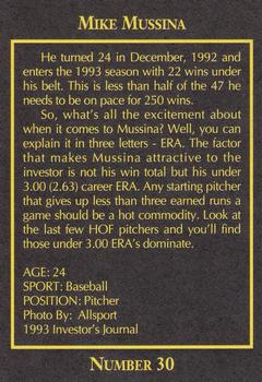 1993 The Investor's Journal #30 Mike Mussina Back