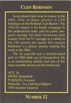 1993 The Investor's Journal #32 Cliff Robinson Back
