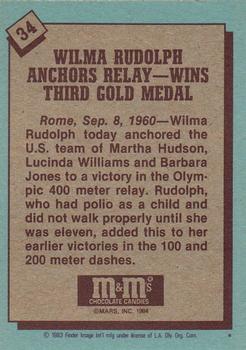 1983-84 Topps M&M's Olympic Heroes #34 Wilma Rudolph Back