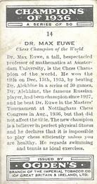 1937 Ogden's Champions of 1936 #14 Dr. Max Euwe Back