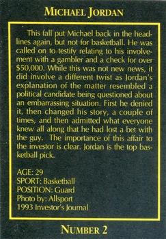 1993 The Investor's Journal - Red #2 Michael Jordan Back