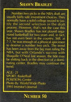 1993 The Investor's Journal - Red #50 Shawn Bradley Back