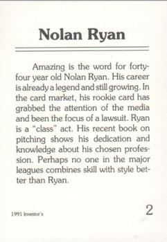 1992 Investor's Journal #2 Nolan Ryan Back