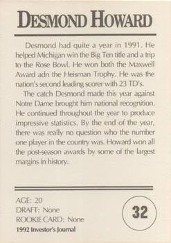 1992 Investor's Journal #32 Desmond Howard Back