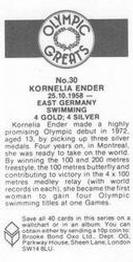 1988 Brooke Bond Olympic Greats #30 Kornelia Ender Back
