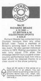 1988 Brooke Bond Olympic Greats #32 Richard Meade Back