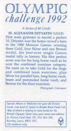 1992 Brooke Bond Olympic Challenge #25 Alexandr Dityatin Back