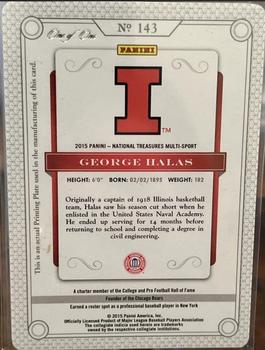 2015 Panini National Treasures Collegiate - Printing Plates Cyan #143 George Halas Back