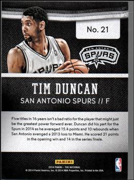 2014 Panini The National Convention #21 Tim Duncan Back