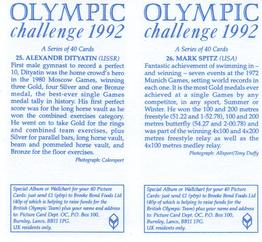 1992 Brooke Bond Olympic Challenge (Double Cards) #25-26 Alexandr Dityatin / Mark Spitz Back