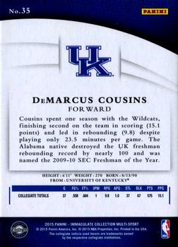 2015 Panini Immaculate Collection Collegiate - Red #35 DeMarcus Cousins Back