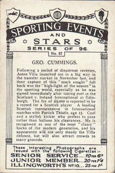 1935 J.A. Pattreiouex Sporting Events and Stars #87 George Cummings Back