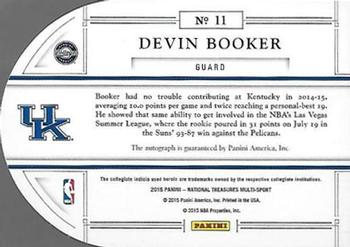 2015 Panini National Treasures Collegiate - Basketball Signature Die Cuts #11 Devin Booker Back