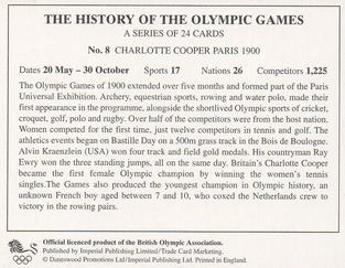1996 Imperial Publishing Ltd The History of The Olympic Games #8 Charlotte Cooper Paris 1900 Back
