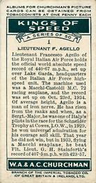 1939 Churchman's Kings of Speed #1 Francesco Agello Back