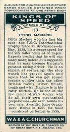 1939 Churchman's Kings of Speed #19 Percy Maclure Back
