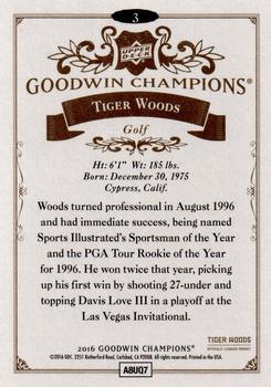 2016 Upper Deck Goodwin Champions #3 Tiger Woods Back