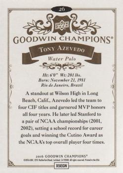 2016 Upper Deck Goodwin Champions #26 Tony Azevedo Back