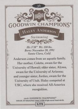 2016 Upper Deck Goodwin Champions #36 Haley Anderson Back