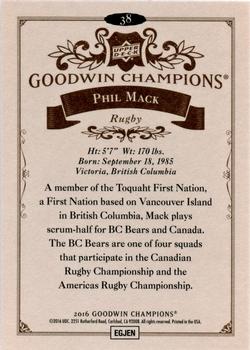 2016 Upper Deck Goodwin Champions #38 Phil Mack Back