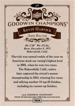 2016 Upper Deck Goodwin Champions #58 Kevin Harvick Back