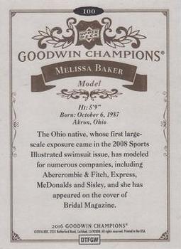2016 Upper Deck Goodwin Champions #100 Melissa Baker Back