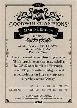2016 Upper Deck Goodwin Champions #106 Mario Lemieux Back