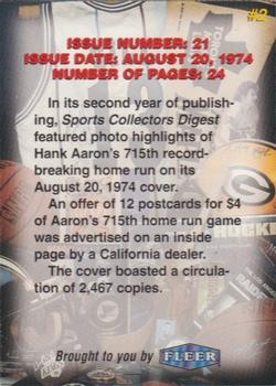 1998 Fleer Sports Collectors Digest Commemorative Set #2 Hank Aaron Back