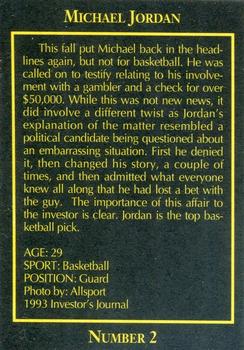 1993 The Investor's Journal - Blue #2 Michael Jordan Back