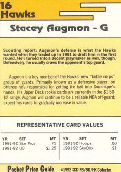 1992 SCD Football, Basketball & Hockey Collector Pocket Price Guide #16 Stacey Augmon Back
