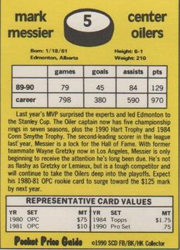 1991 SCD Sports Card Pocket Price Guide FB/BK/HK Collector #5 Mark Messier Back