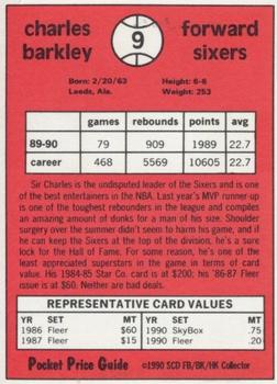 1991 SCD Sports Card Pocket Price Guide FB/BK/HK Collector #9 Charles Barkley Back
