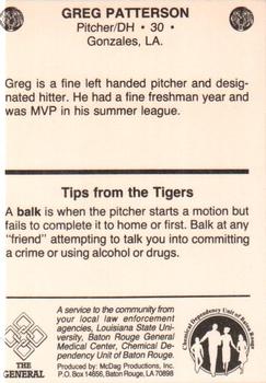 1985-86 LSU Tigers #9 Gregg Patterson Back