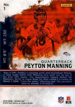 2016 Panini Father's Day - Hyper Plaid #1 Peyton Manning Back