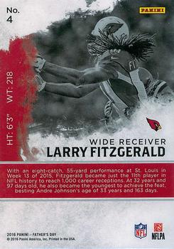 2016 Panini Father's Day - Hyper Plaid #4 Larry Fitzgerald Back