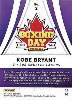 2014 Panini Boxing Day #2 Kobe Bryant Back