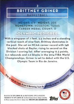 2016 Topps U.S. Olympic & Paralympic Team Hopefuls - Bronze #3 Brittney Griner Back