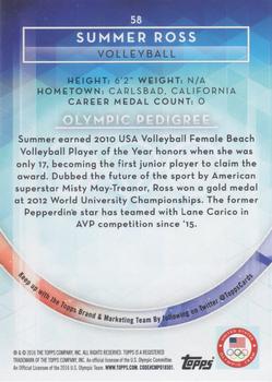 2016 Topps U.S. Olympic & Paralympic Team Hopefuls - Bronze #58 Summer Ross Back